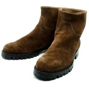 HELMUT LANG~BROWN SUEDE CHELSEA BOOTS PLATFORM HEEL LUG SOLE~NWOT SIZE 8.5M